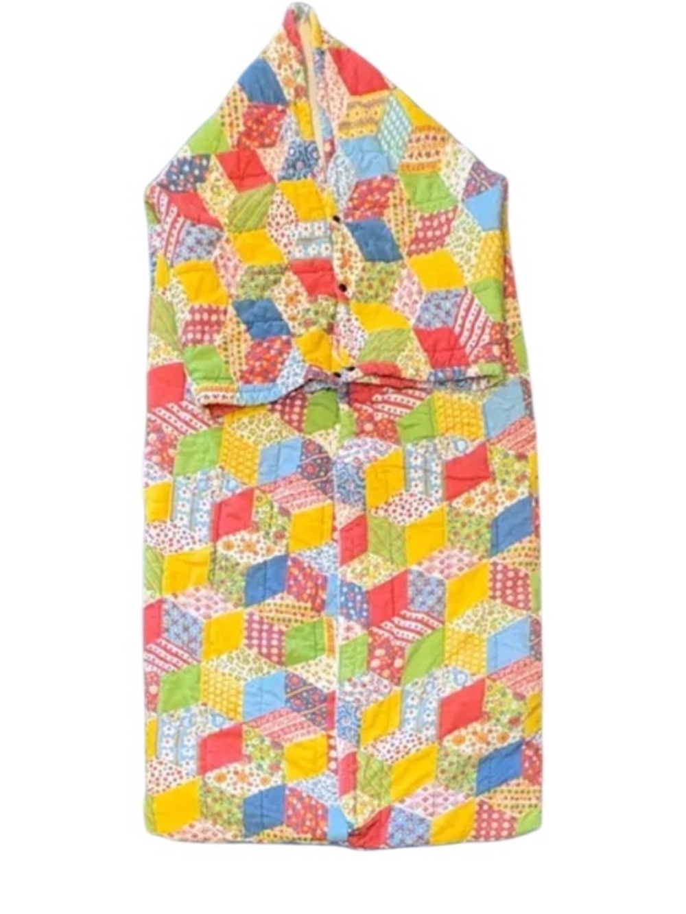 Vintage 1970s Snug Sack Sleeping Bag Quilted Blanket Patchwork Trippy